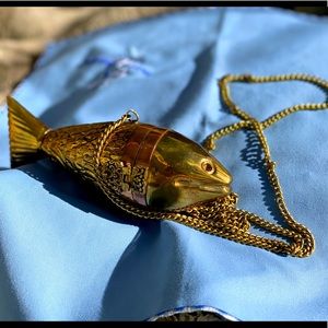 RARE Antique Articulated Fish Snuff Purse 1800s
